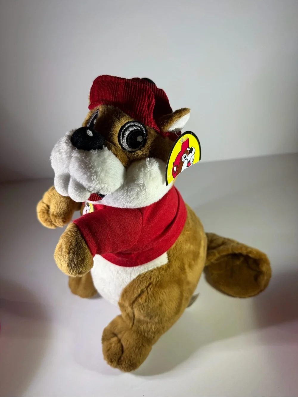 Adorable classic Buc-ee’s Beaver plush stuffed animal wearing his signature red